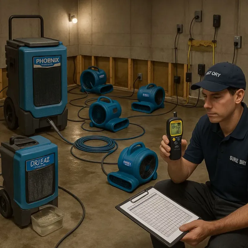 Structural Drying and Dehumidification process in Bayside, CA